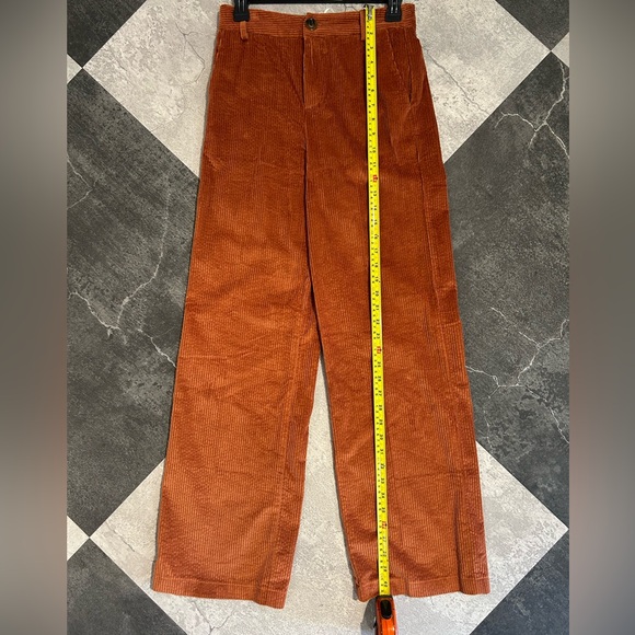 NWT-Grace & Mila Paris Dante Super High Rise Corduroy Flare Leg Pant Rust Small - Picture 7 of 9